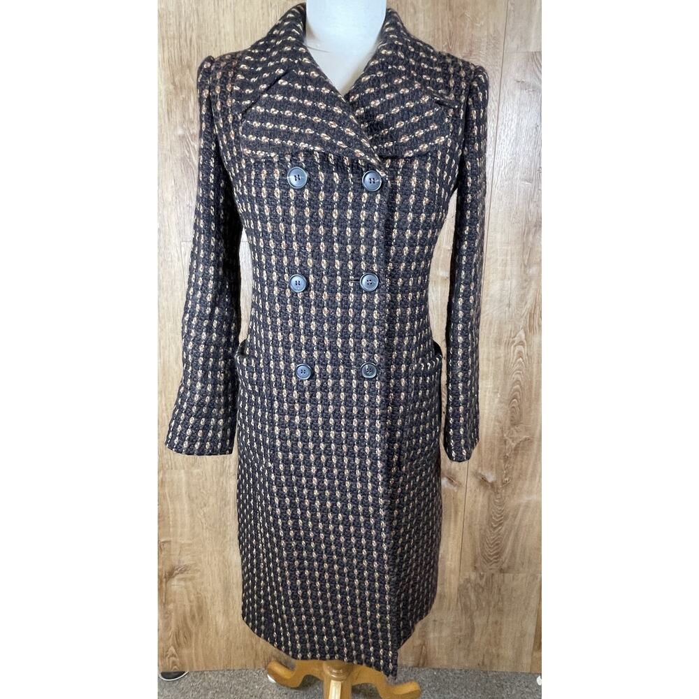 Authenticated Miu Miu Fall 2004 Double Breasted Tweed Pea Coat Size 40